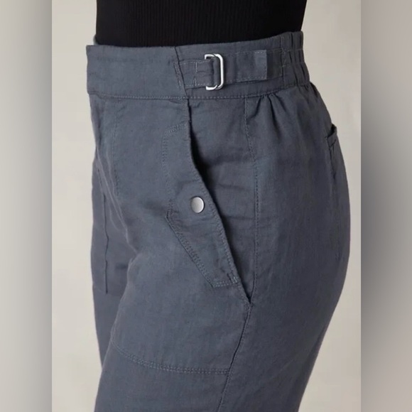 EUC Sz 12 Athleta Voyager Linen Granite Blue Cropped Pants - Picture 6 of 13